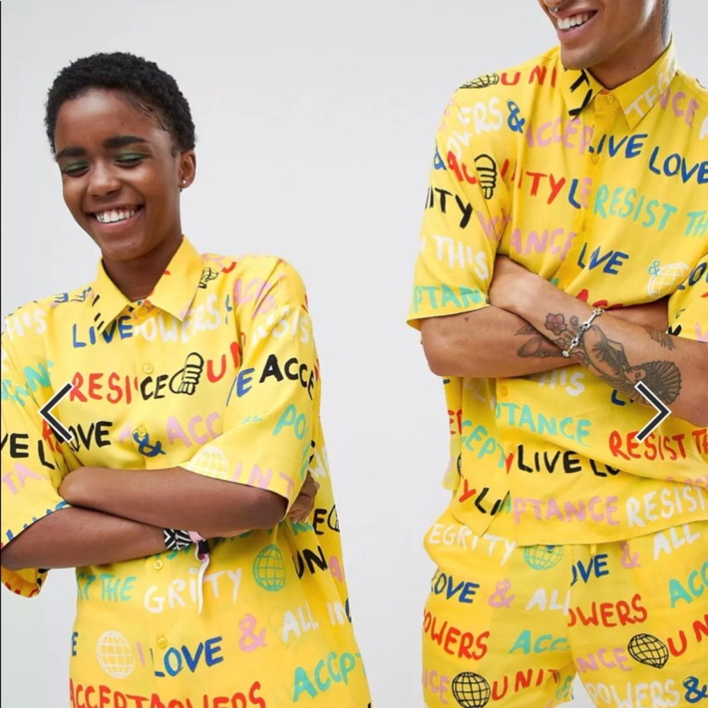 X GLAAD & SHORTS TWO-PIECE IN SCRIBBLE PRINT - YELLOW